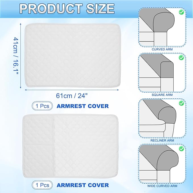 uxcell 2 PCS Armrest Covers, Couch Arm Cover Furniture Protect Slide Recliner - Image 2