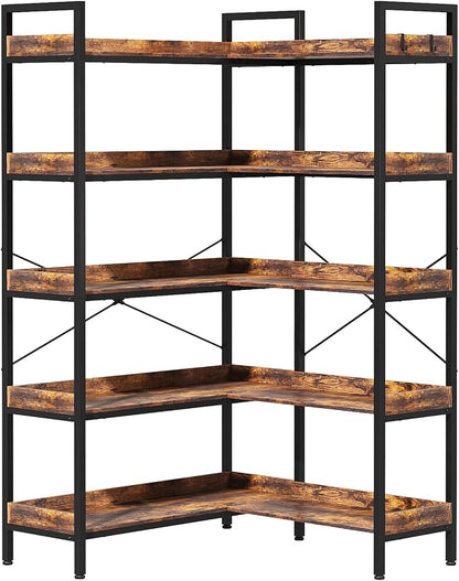 KOUSEI Bookshelf 5-Tier, L-Shaped Reversible Corner Bookshelf, Home Office - Image 4