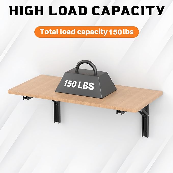 TORACK 16 inch Folding Wall Shelf Brackets, Space-Saving Collapsible Shelf - Image 4