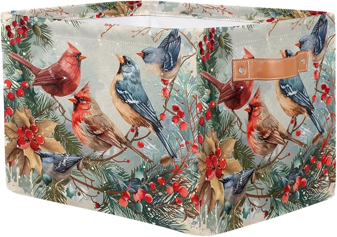 Basket Storage Bins Cardinal Christmas Xmas Rectangle Cube Basket Box Kids - Image 2