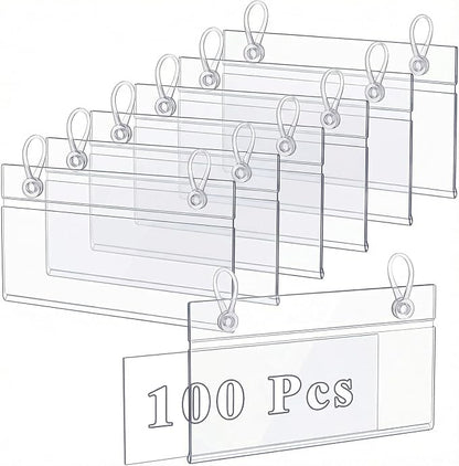 Elsjoy 100 Pack Plastic Wire Shelf Label Holders, Reusable Basket Label Holders by Elsjoy