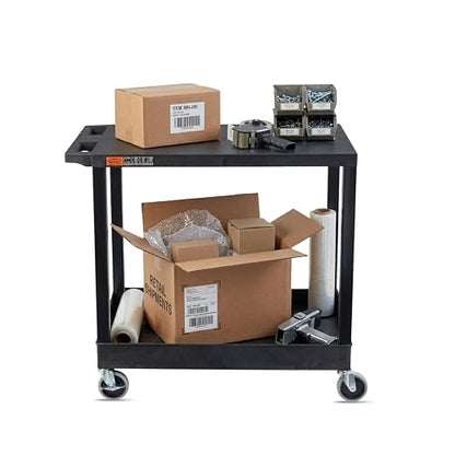 Luxor EC21-B, 2 Shelf Utility Cart, Tub and Flat Shelf Cart, 200 lb Capacity by LuxorWorkspaces
