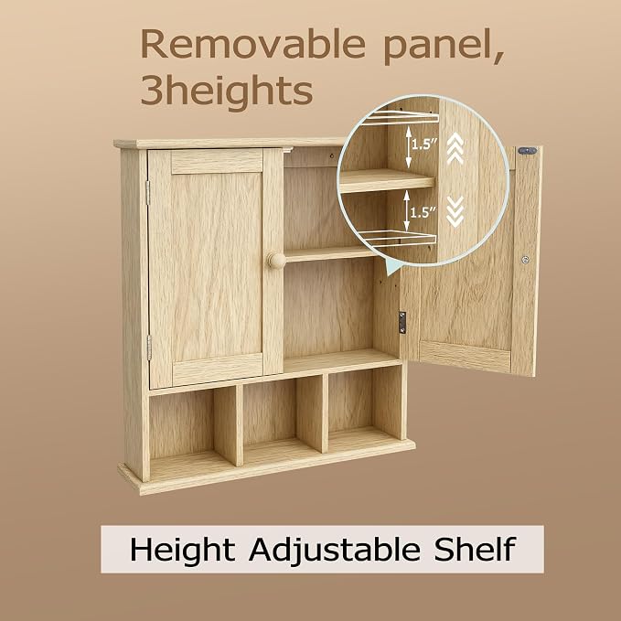TaoHFE Natural Wooden Color Bathroom Wall Cabinet - Image 7