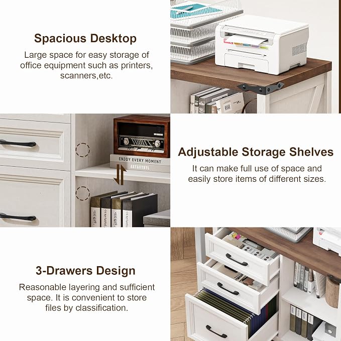 3 Drawers Farmhouse File Cabinet - Image 6
