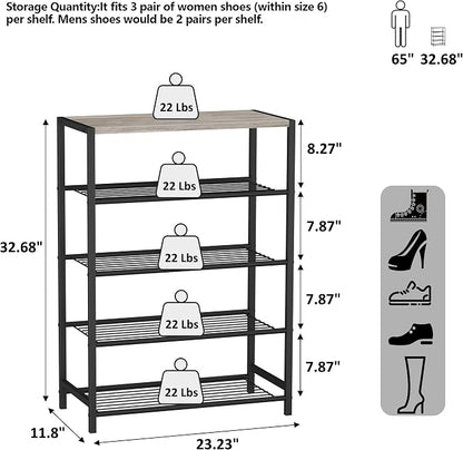 HOMEFORT 5 Tiers Shoe Rack Organizer, Shoe Rack - Image 3
