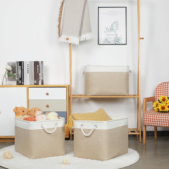 Bidtakay Large Storage Baskets for Organizing Fabric Closet Organizers Storage - Image 2