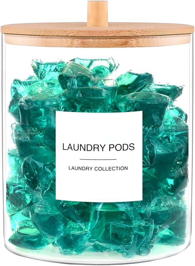 TIPGO Glass Jars for Laundry Room Organization, Laundry Pods Container by TIPGO