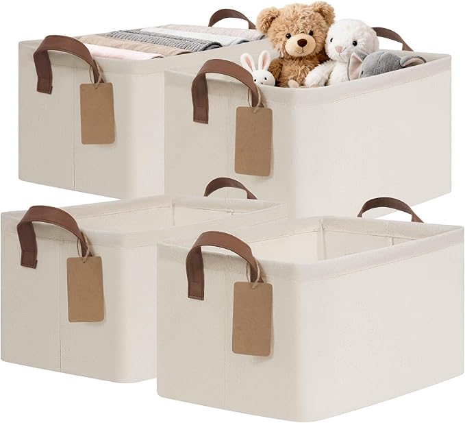 CHICVITA 4 Pack Fabric Shelf Storage Baskets by CHICVITA