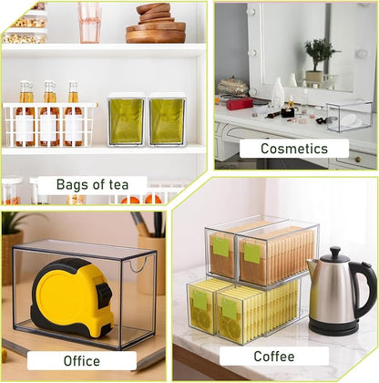 6 Pack Clear Acrylic Tea Bag Organizer Drawer, Stackable Tea Bag& Coffee - Image 7