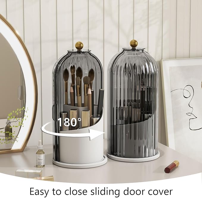 Makeup Brush Holder with Dustproof Cover 360 Rotating Makeup Brush Organizer - Image 3