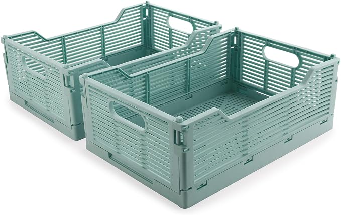 2-Pack Collapsible Crates for Storage, 12x8.07x4.92 In, Collapsible Plastic by Vivikivi