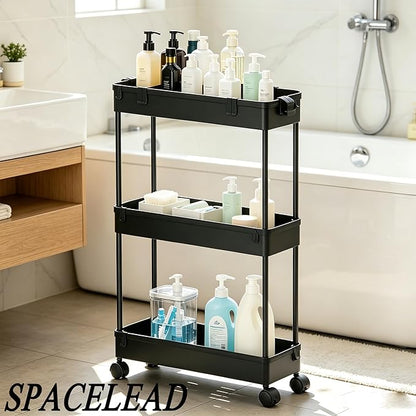 SPACELEAD Slim Storage Cart 3 Tier, Bathroom Organizer Rolling Utility - Image 2