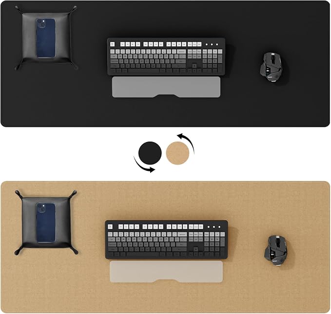 DAWNTREES Dual Sided Desk Mat, Leather Desk Pad, Cork Desk Mat Protector - Image 2