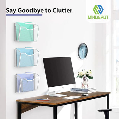 MINDEPOT Wall File Organizer, Hanging Wall File Holder, 3 Pack, Metal Mesh Wall - Image 6