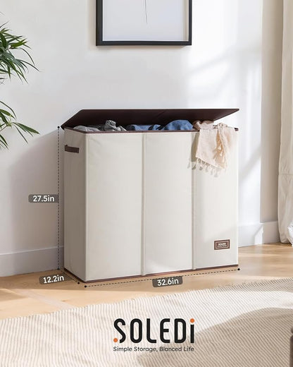 SOLEDI 180L Laundry Hamper 3 Section, Extra Large Laundry Hamper - Image 7