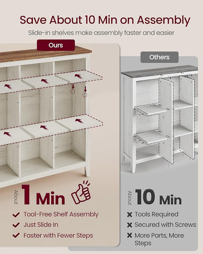 VASAGLE Liry Collection Farmhouse Bookcase, 9-Cube Storage Organizer - Image 4