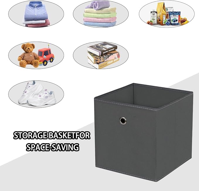 Foldable Storage Cubes Bins, 11 Inch Cloth Storage Cube Fabric Storage Box - Image 3