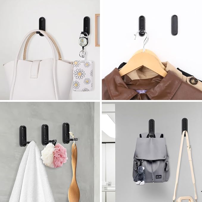 Folding Wall Hooks, 6 Pack, Zinc Alloy, Heavy Duty Coat Hooks | 90° Foldable - Image 7
