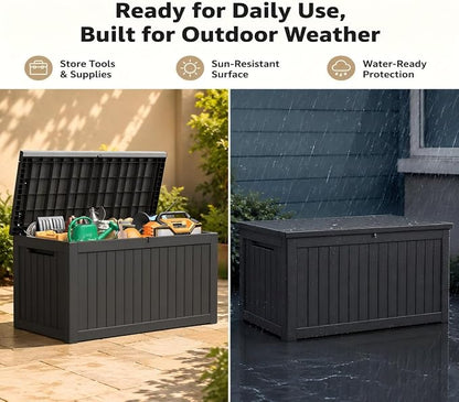 155 Gallon Outdoor Deck Storage Box, Large Waterproof Resin Patio Storage Box - Image 4