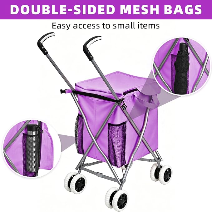 Shopping Carts for Groceries Foldable Rolling Trolley - Image 4