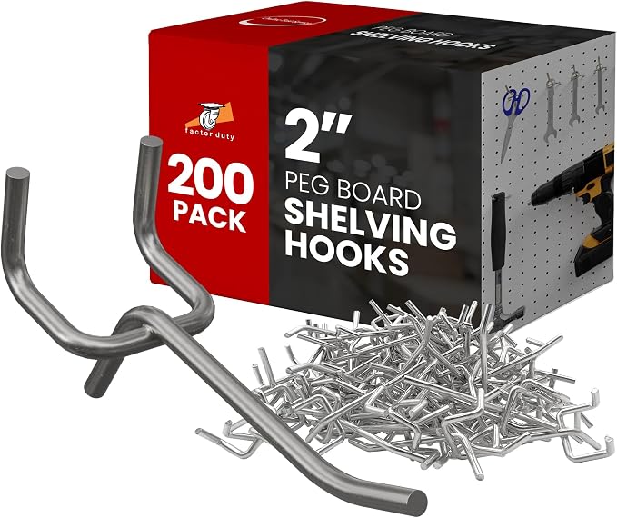 200 Pack PEG Board Pegboard Shelving Hooks 2" Length Wholesale Lot PEG Hooks by FactorDuty