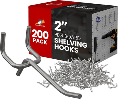 200 Pack PEG Board Pegboard Shelving Hooks 2" Length Wholesale Lot PEG Hooks by FactorDuty