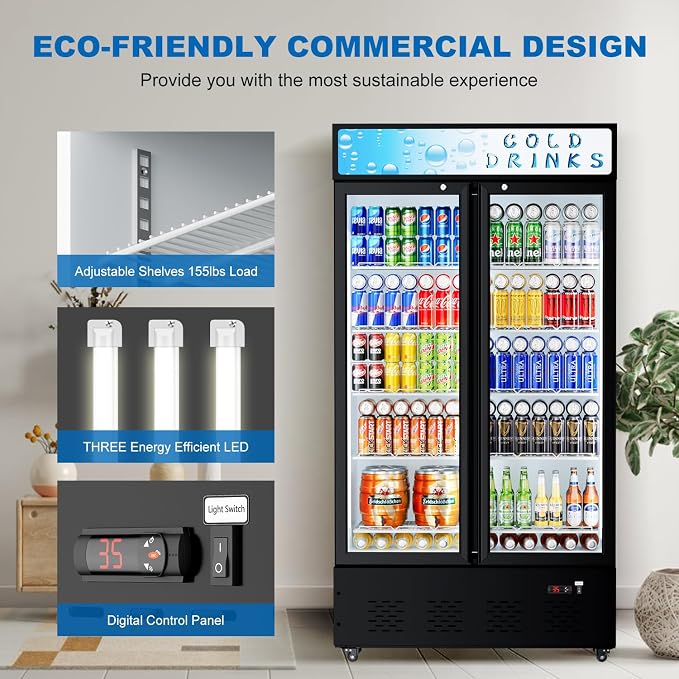 Commercial Glass Door Display Refrigerator 30 cu.ft Cooler Commercial Beverage - Image 4