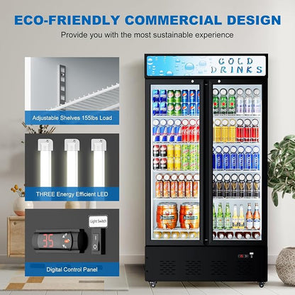 Commercial Glass Door Display Refrigerator 30 cu.ft Cooler Commercial Beverage - Image 4