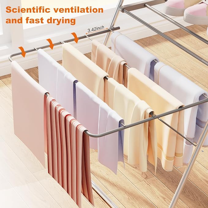 Bigzzia Clothes Drying Rack Foldable, 2-Level Large Laundry Drying Rack - Image 5