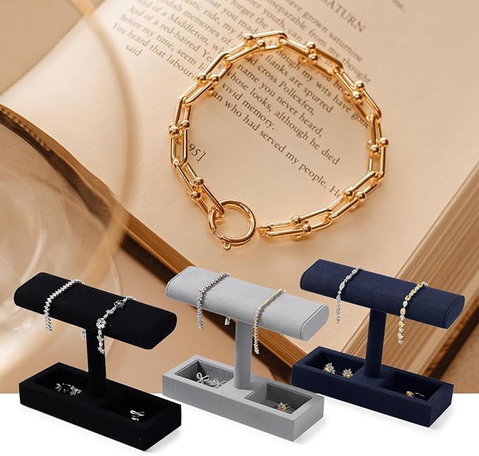 Oirlv Microfiber T-Bar Watch Display Stand Jewelry Display Props Jewelry - Image 2
