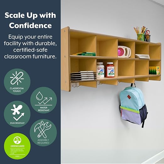 Angeles Value Line 10 Section Wall Locker, Kids Storage Organizer, Floating - Image 5