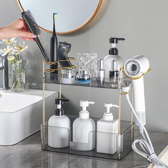 shuang qing 2 Tier Bathroom Counter Organizer - Image 5