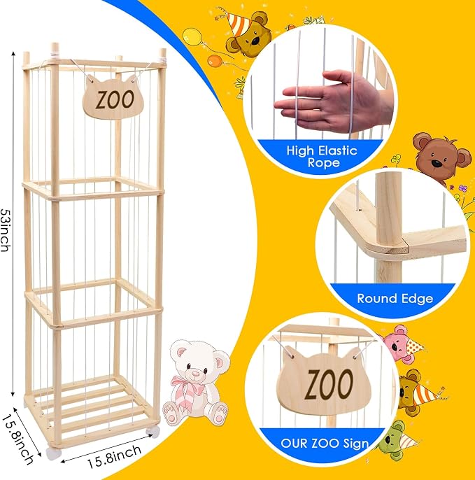 Stuffed Animal Storage, Wood Stuffed Animal Zoo Storage, Space Save Stuffed - Image 3