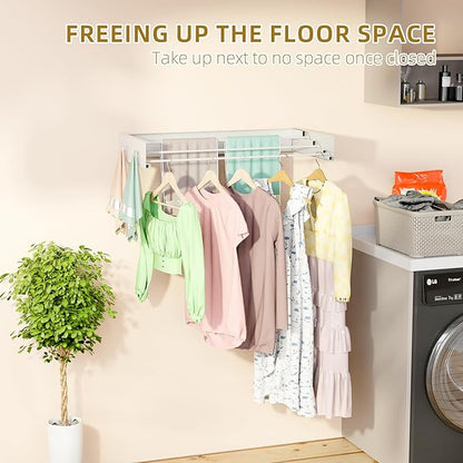 Wall Mounted Drying Rack for Laundry 19.8'', Folding Drying Rack Clothing Wall - Image 2