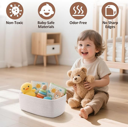 5-Pack Small Woven Rope Storage Baskets, 2 Sizes Organizer Bins | Fabric Cube - Image 4