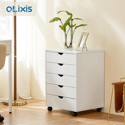 OLIXIS 5 Drawer File Cabinet on Wheels, Printer Stand | Fits Under Desks - Image 4