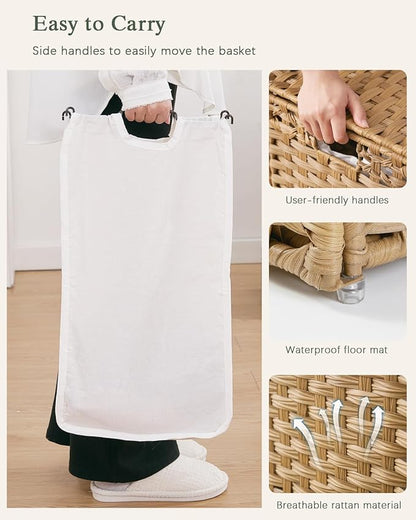 Laundry Hamper with Lid Wicker Laundry Basket 112 L Laundry Hampers Handwoven - Image 6