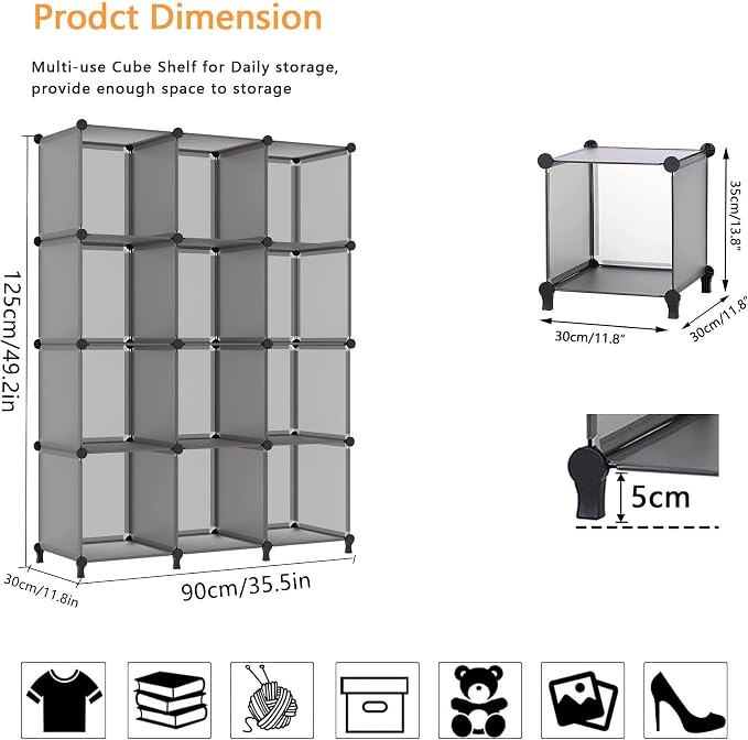 AWTATOS Cube Storage Organizer Closet Storage Cubes Shelves Bookshelf Clothes - Image 3