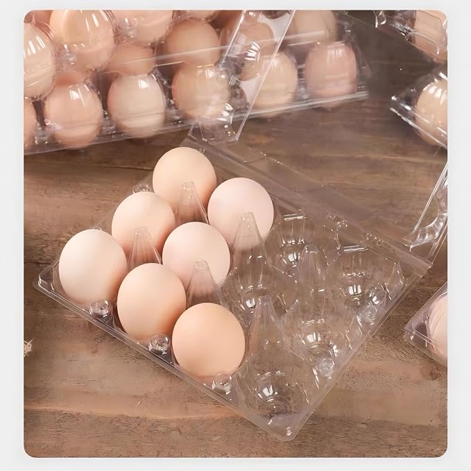 40 Pack 12-Egg Cartons Plastic Clear 3X4 Grids Reusable Storage Container - Image 7