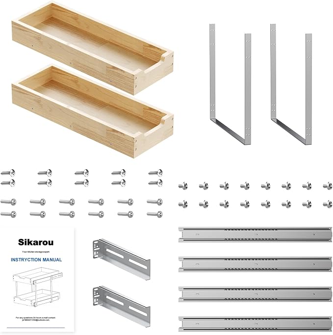 Wood Pull Out Cabinet Organizer 2 Tie 9" W x 21" D, Heavy-Duty Sliding Drawers - Image 7