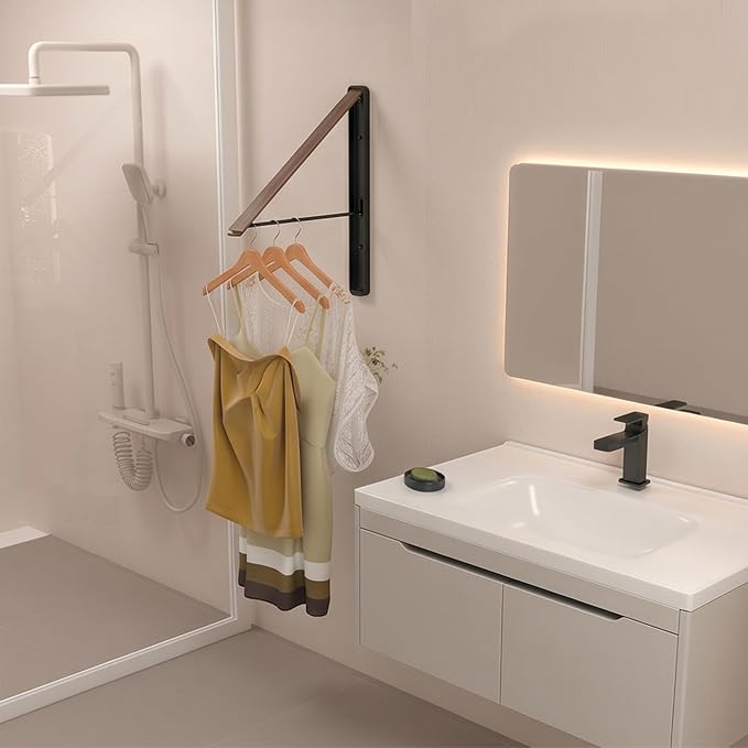 Dr.DJ Clothes Drying Rack with Rod, Wall-Mounted Retractable & Foldable Clothes - Image 6