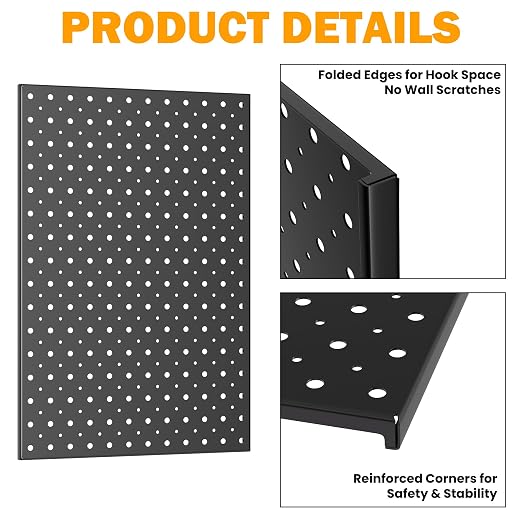 Pegboard Smith Metal Pegboard Panels, Wall-Mounted Pegboard Organizer System - Image 4