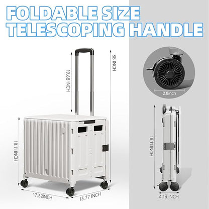 Folding Utility Cart, 4 360° Swivel Wheels Collapsible Rolling Crate - Image 2