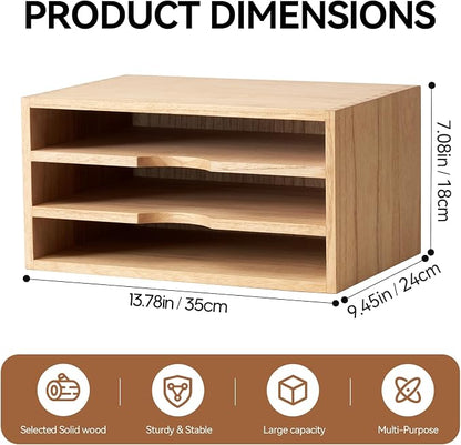 KIRIGEN Wooden Desktop Organizer Paper Storage Letter Tray File Sorter - Image 3