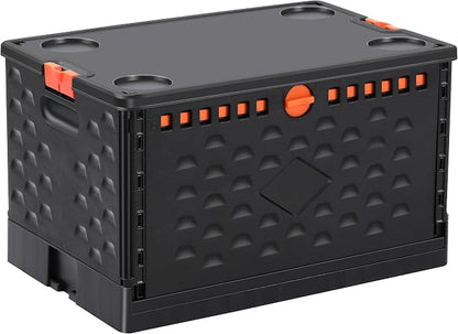 Collapsible Storage Bin with Lid Heavy Duty 16 Gallon Stackable Milk Crate | by KUKTDUD