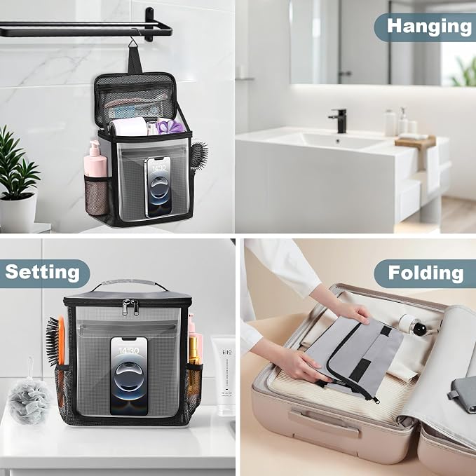 Portable Hanging Shower Caddy, Large Capacity Travel Toiletry Bag - Image 4