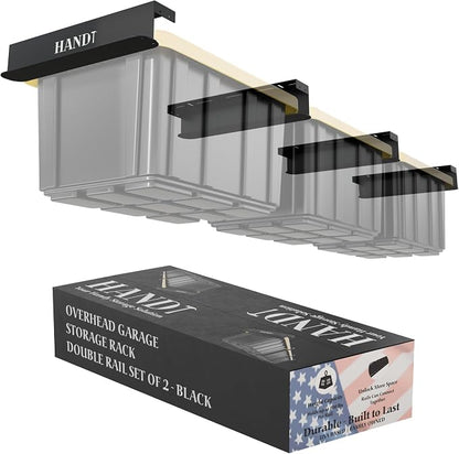 HANDT Overhead Garage Storage Rack, Connectable Heavy Duty Metal Ceiling Rails by HANDT