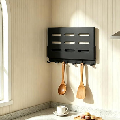 Small Folding Metal Shelf with Hooks, Fold-up Wall Shelf, 6 Hooks, Drop Down - Image 4