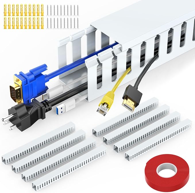 Wire Duct Kit, Open Slot Cable Management Raceway, 123in Track Desk Channel by UMTELE