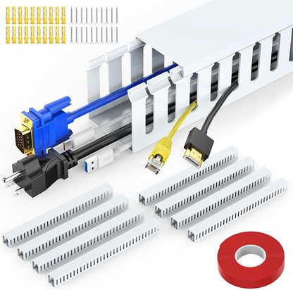 Wire Duct Kit, Open Slot Cable Management Raceway, 123in Track Desk Channel by UMTELE